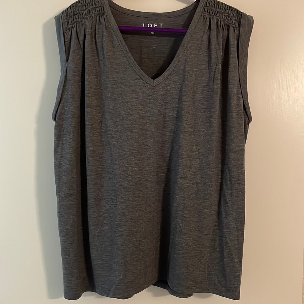 New, never worn Loft V neck muscle tank with shoulder details.